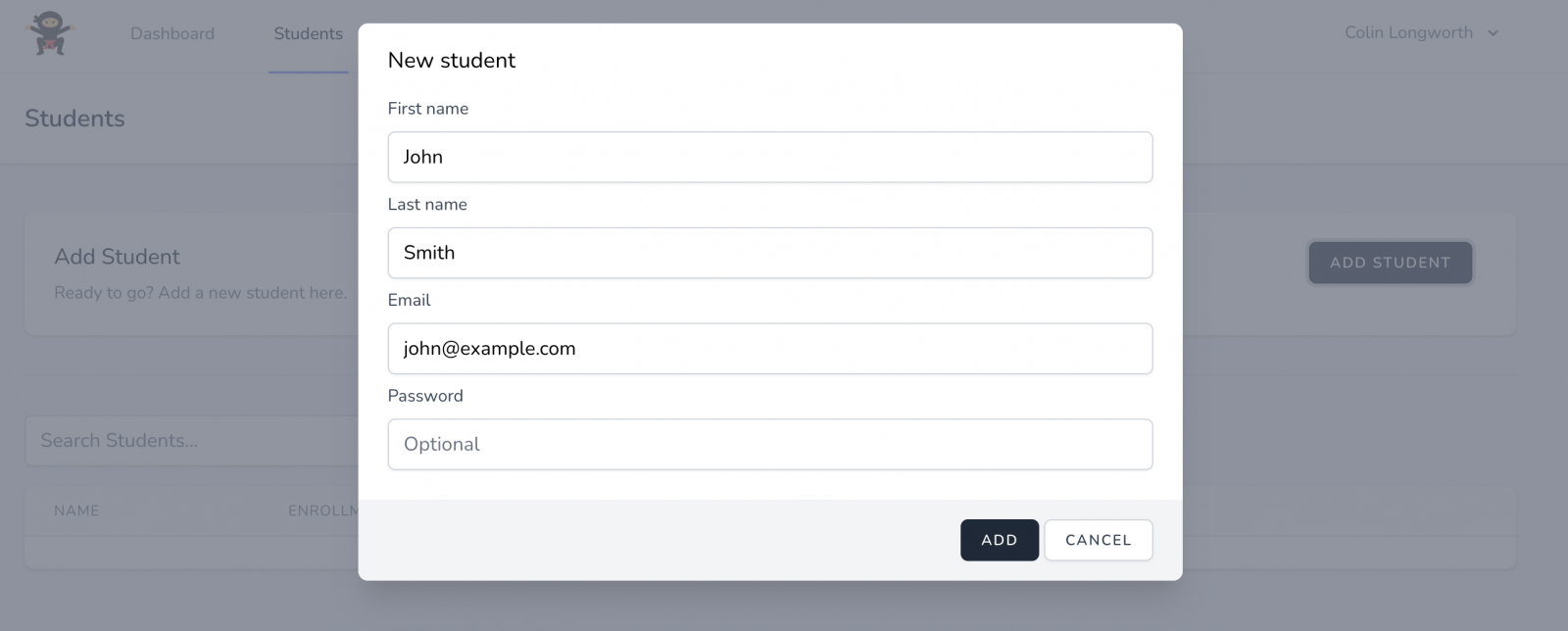 How do I add a B2B student in Thinkific? 3 thinkific b2b adding students form